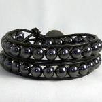 Concentration Hematite Leather Wrap Bracelet,..