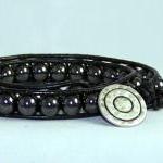 Concentration Hematite Leather Wrap Bracelet,..