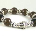 Smokey Quartz Gemstone Buddha Bracelet, Great Gift..