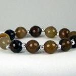 Faceted Mixed Agate Gemstones With Sterling..