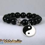 Black Onyx Energy Bracelet With Peace Charm,..
