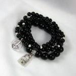 Black Onyx Meditation Bracelet Set With Charms,..