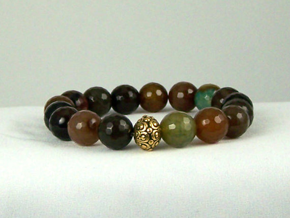 Protective Natural Agate Meditation Bracelet With Yogi Bead, Yoga Bracelet, Shiping, Great Gift Ideas