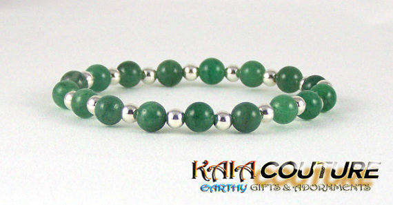 Creative Aventurine Comfort Bracelet With Sterling Silver Accent Beads,