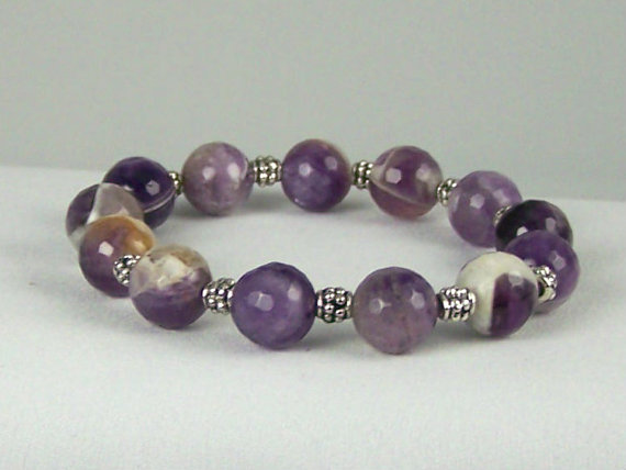 Powerful Agate Gemstones With Pewter Accent Beads, Energy Bracelet, Meditation Bracelet,