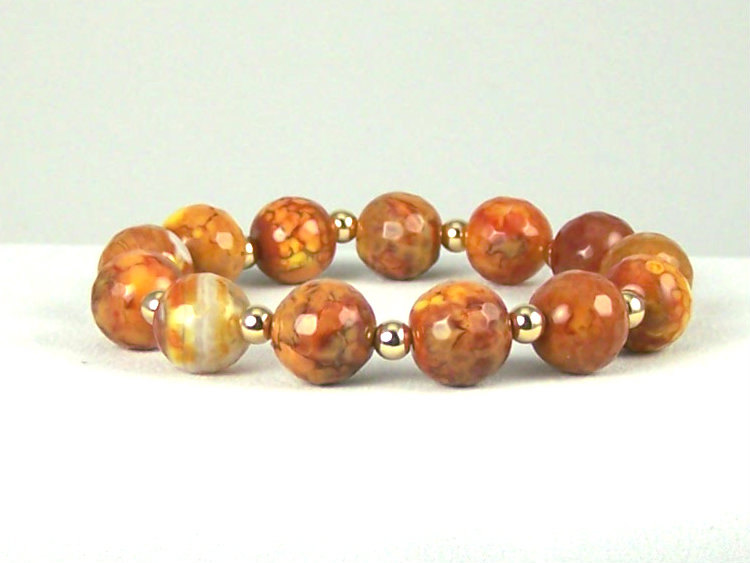 Protective Sun Kissed Agate Energy Bracelet With 14k Gold Filled Accent Beads, Great Gift Ideas,