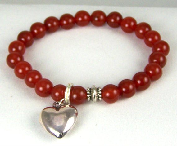 Unconditional Love Carnelian Meditation Bracelet With Heart Charm And Yogi Accent Bead, Energy Jewelry, Great Gift Ideas,