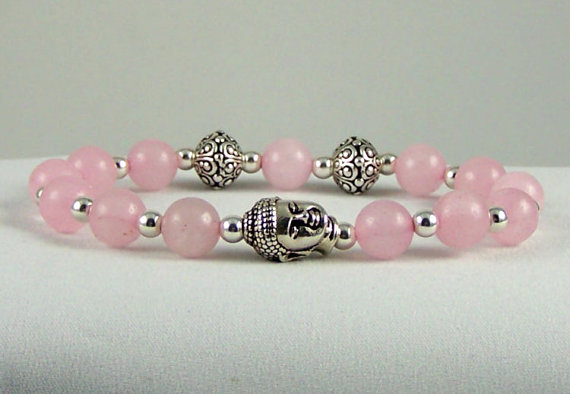 Unconditional Love Rose Quartz Energy Bracelet With Buddha And Sterling Silver, Meditation Bracelet, Yoga Bracelet,