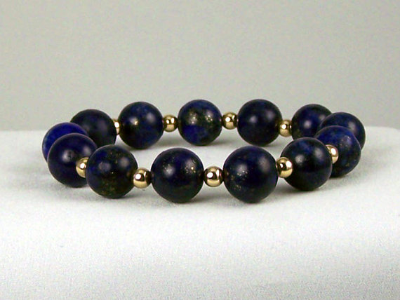 Creativity Lapis Energy Bracelet With 14k Gold Filled Accent Beads, Comfort Jewelry,