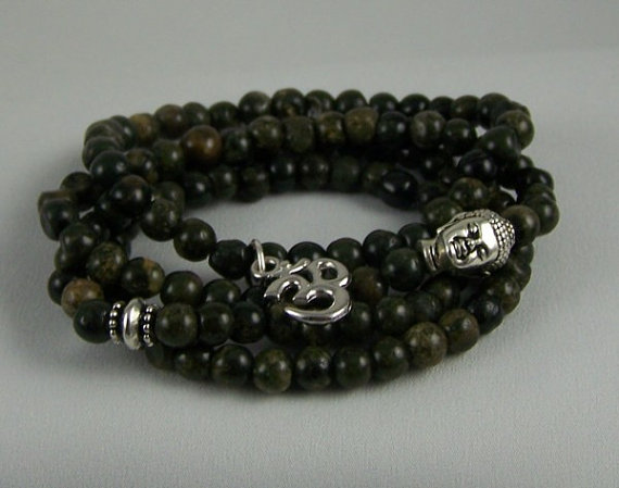 Jasper Meditation Bracelet Quad Set With Yogi Accent Beads And Spiritual Charms, Energy Jewelry, Yoga Bracelet,