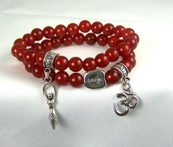 Carnelian Meditation Bracelet Set With Accent Charm Beads, Yoga Bracelet, Energy Bracelet,